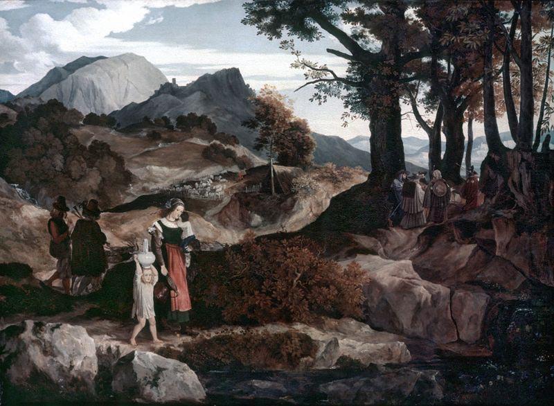 Gebirgslandschaft bei Subiaco mit Hirten, Carl Philipp Fohr